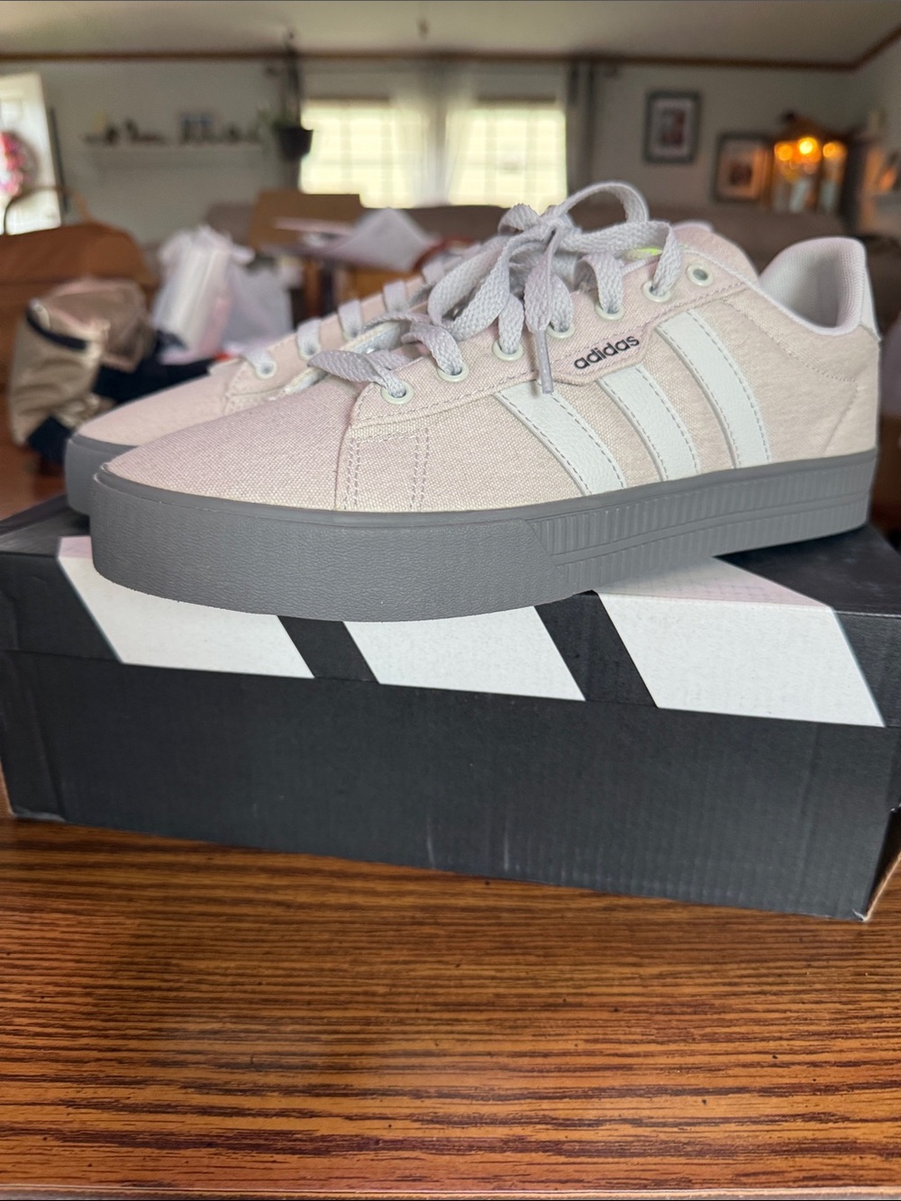 adidas Mens Light Tan and White Grey Sole Daily Sneakers